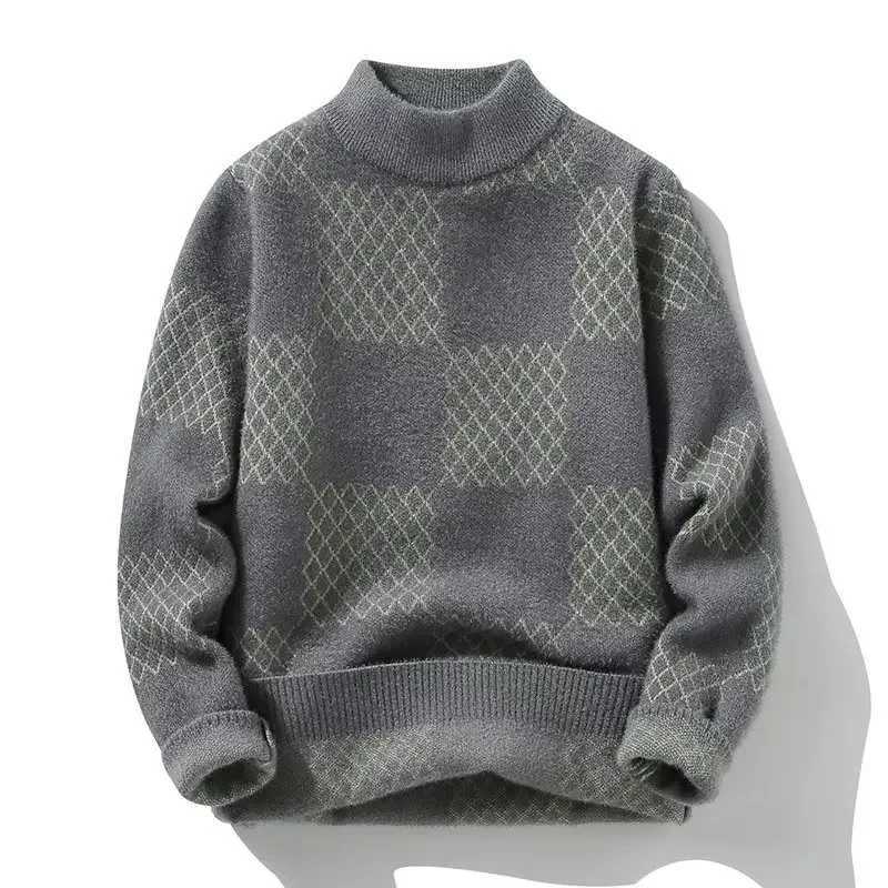 2023 Autumn/Winter Fashion Round Neck Thick Sweater Suitable for Mens Knitted Bottom Pulling Fashionable New StyleW240729