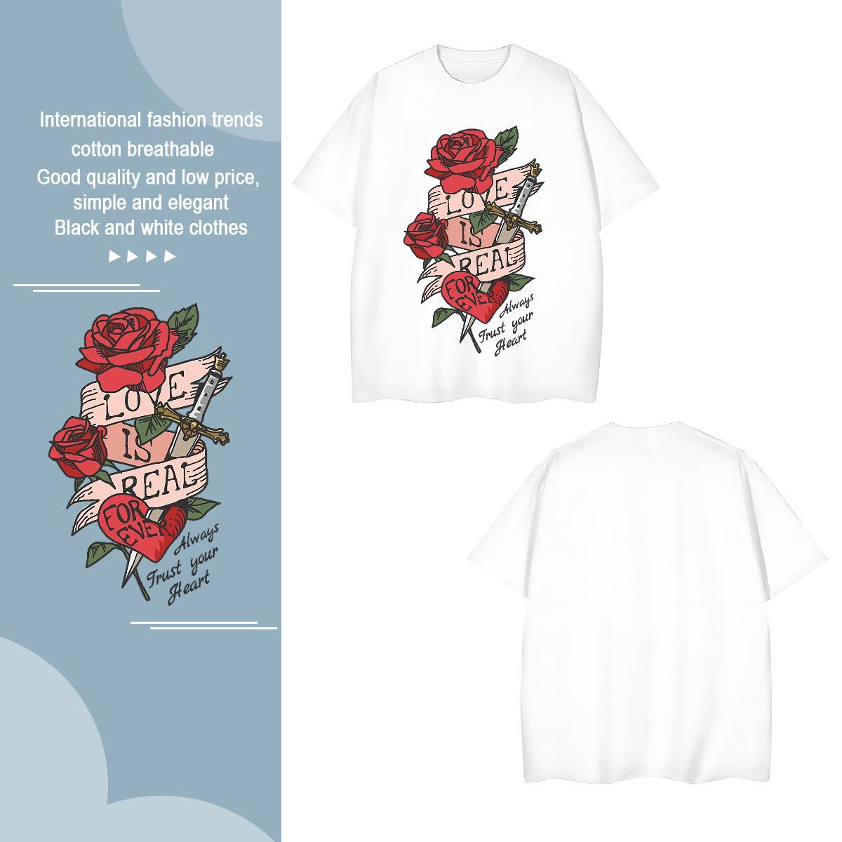 Mens T Shirts 100% Cotton 230g flower Daily Wear Breathable Short Sleeve Oversized 3XL 4XL Tshirts Free Shipping Unisex Clothings