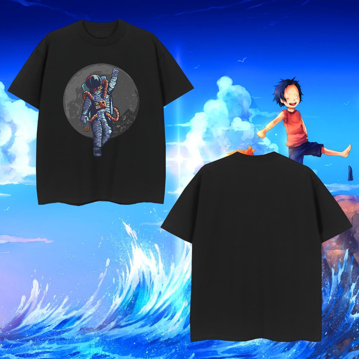 T-Shirts for Men 230g Pure Cotton cosmonaut Casual Breathable Crew Neck Custom Cartoon Men Tshirts Factory Direct Unisex Tops Shirt