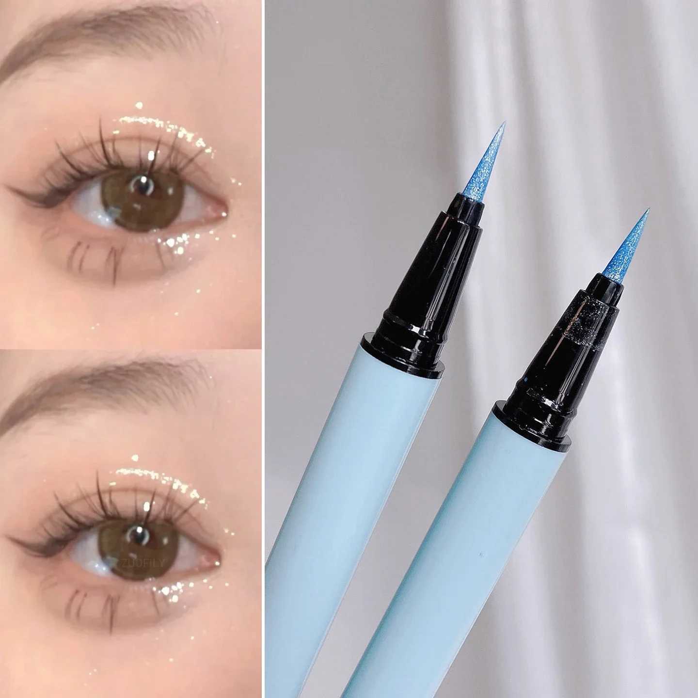 Glitter Lying Silkworm Pen Eye Makeup Highlight Brighten Lasting Water Proof Light Blue Pink Diamond High Gloss Colored Eyeliner Y240813