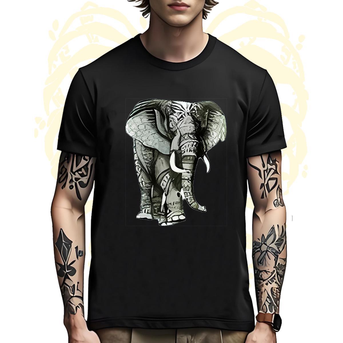 High Quality Men T Shirts Elephant O-Neck Short Sleeve Casual Customized Print 230g Pure Cotton Men Tshirts Fashion Design Tees