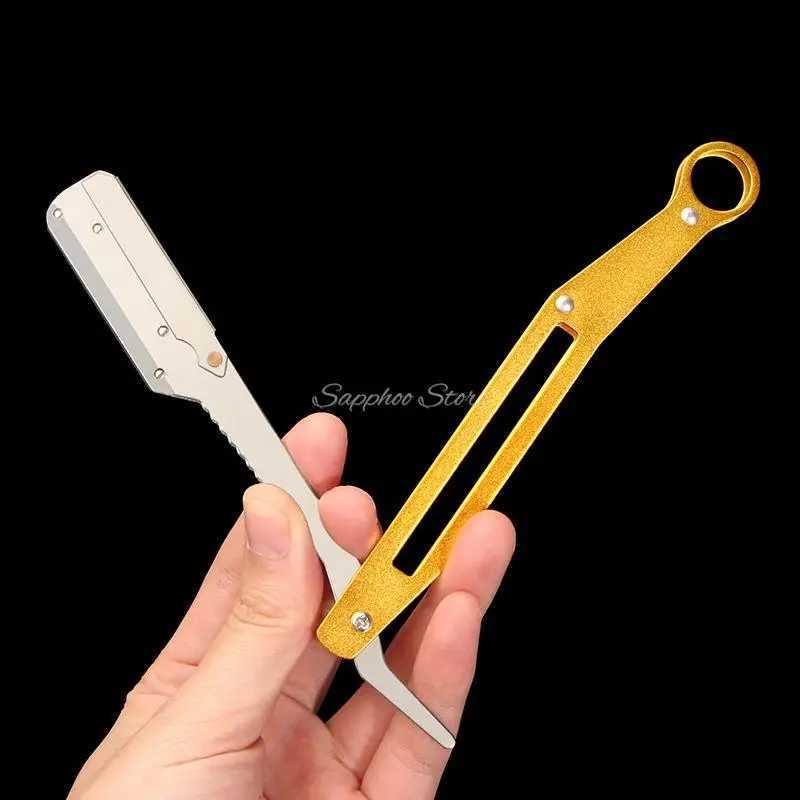 Metal Barber Shop Manual Folding Razor Hairdressing Shaving Knives Aluminum Handle Mens Beard Sweat Hair Armpit Hair FaceM240814