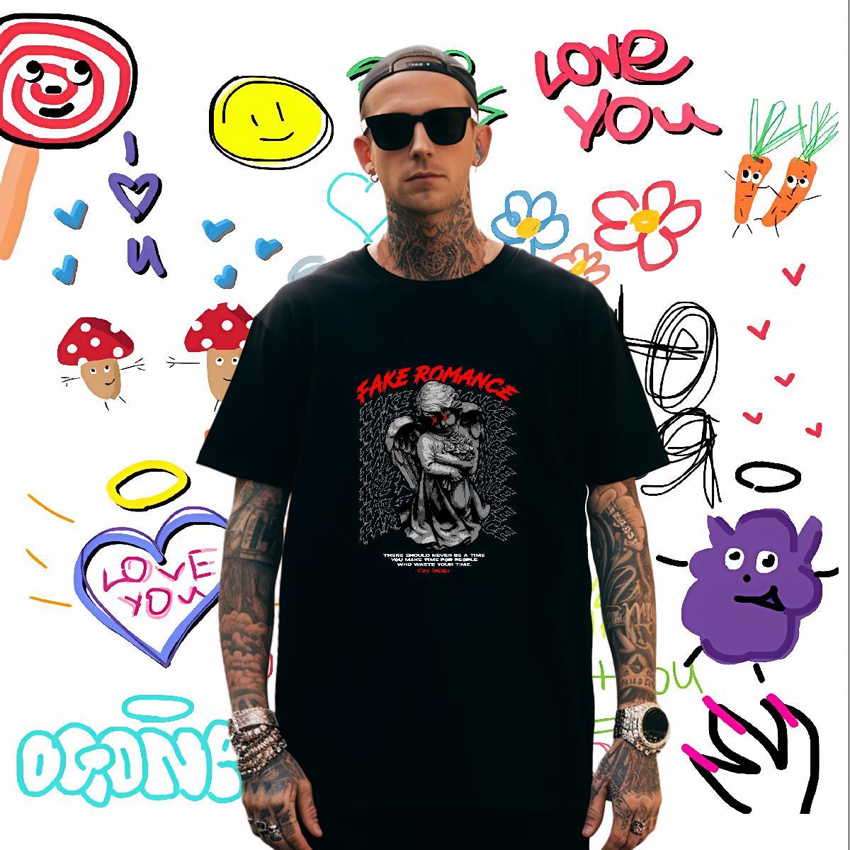 T Shirts Men 230g Pure Cotton portrait Casual Daily Wear Breathable Short Sleeve Customized Tshirt for Man Woman Brand Wholesale Tees