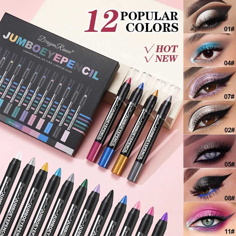 12Pcs Highlighter Eyeshadow Pencil Set Waterproof Glitter Eye Shadow Lying Silkworm Makeup Pigment Cosmetics White Eyeliner Pen Y240813
