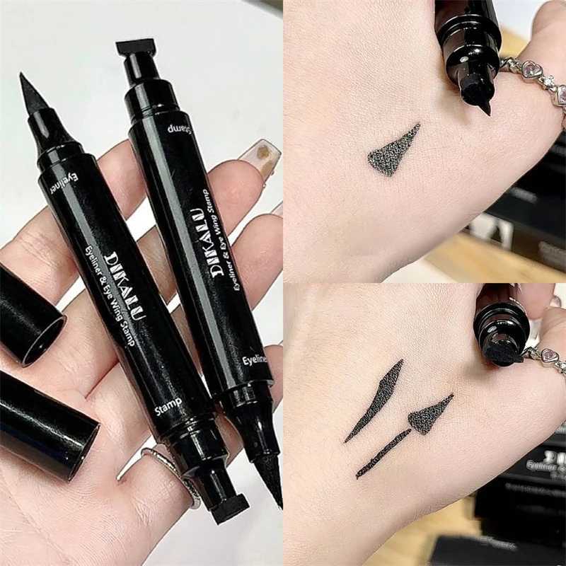 Black Double-ended Quick-drying Triangle Star Seal Eyeliner Pen Waterproof Lasting Non-smudge Liquid Eye Liner Pencil Cosmetic Y240813