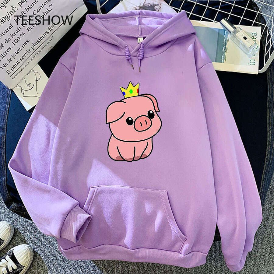 Pig Pink Print Plus Size Hoodie Women Aesthetic Dream Smp Sweatshirts Haruku Long Sleeve Female Sudaderas Casual Clothing