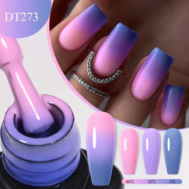 7ml Thermal Gel Nail Polish 3 Layers Temperature Color Changing Gel Winter Grey Semi Permanent Soak Off UV LED Nail Art VarnishM240814