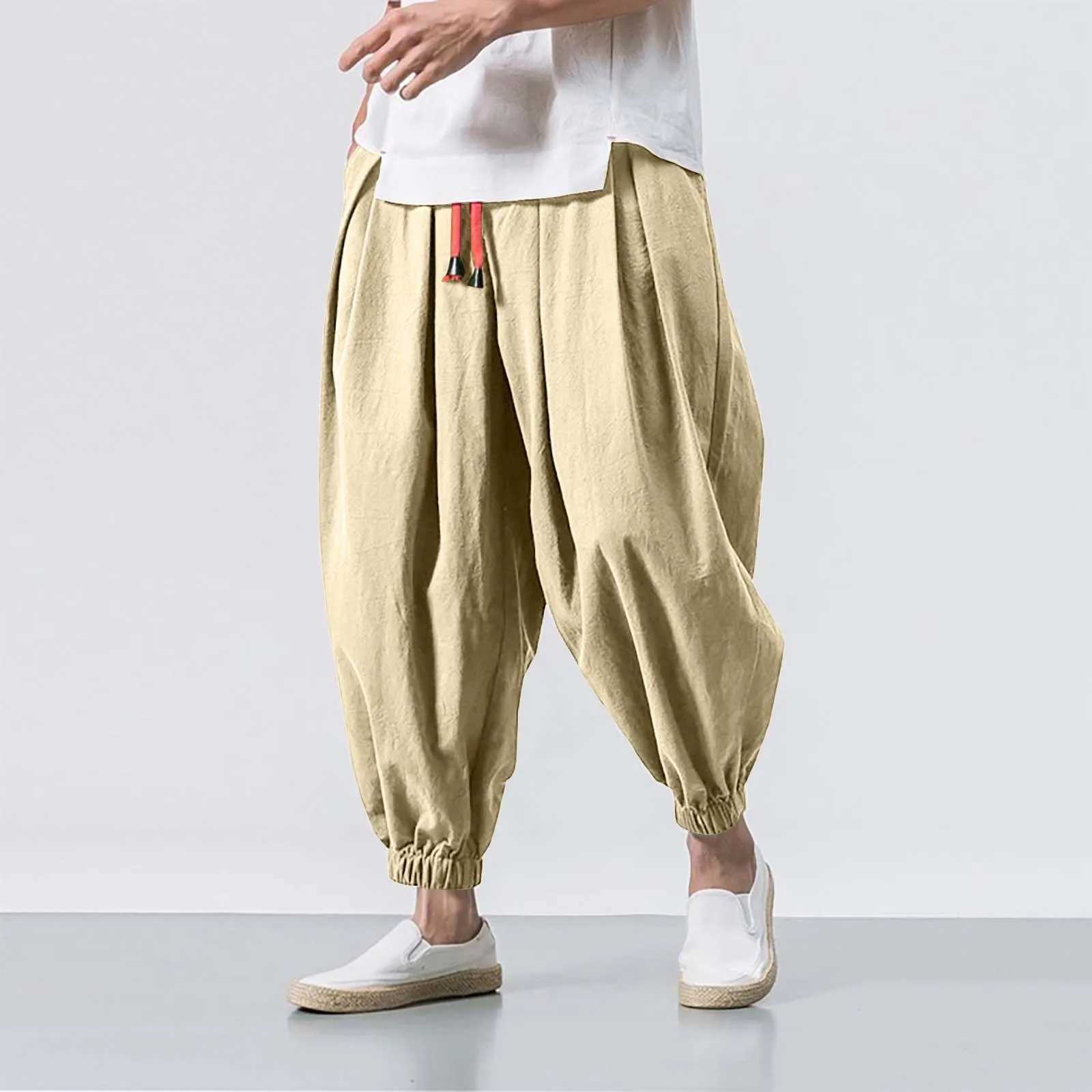 Mens Loose Long Pants Oversize Baggy Harem Trousers Breathable Cotton Linen Sweatpants 2024 Male High Quality Jogger SweatpantsXJ250303