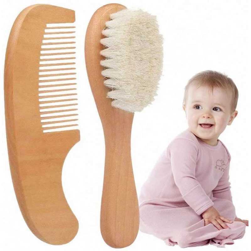 Baby Care Pure Natural Wool Soft Baby Wood Brush Comb Baby Brush Baby Brush Baby Hair Massage W240813