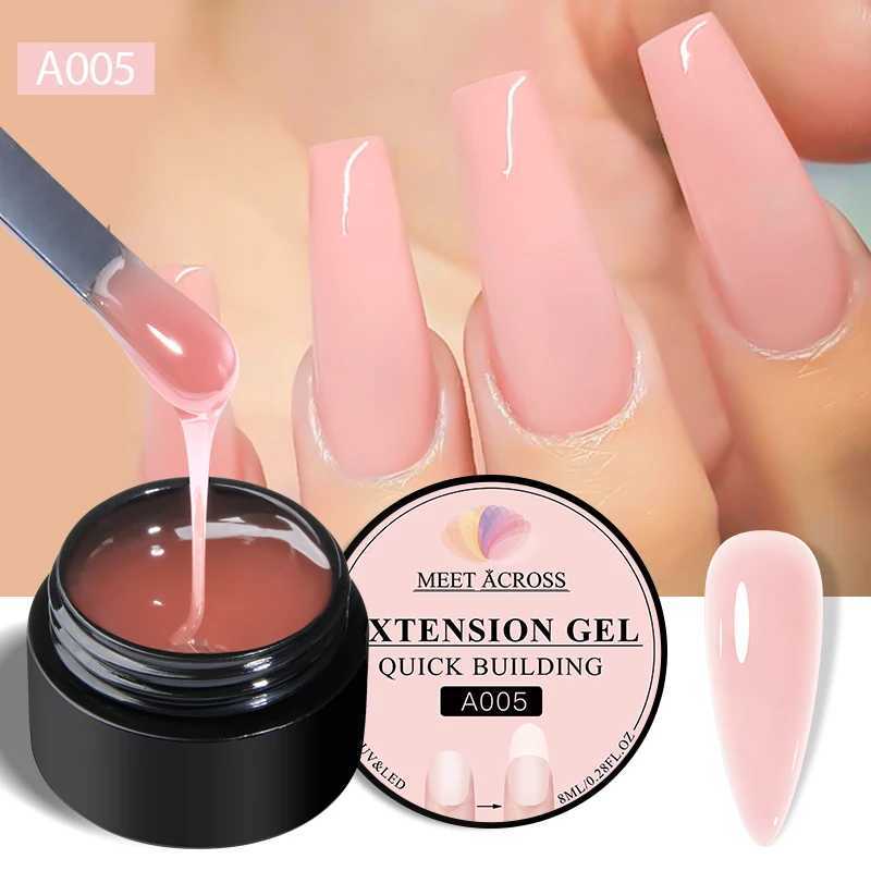 MEET ACROSS 8ml Nude Pink Quick Extension Nail Gel Polish Long Lasting Colorful Semi Permanent UV Gel Vernis Nail Art DesignM240814