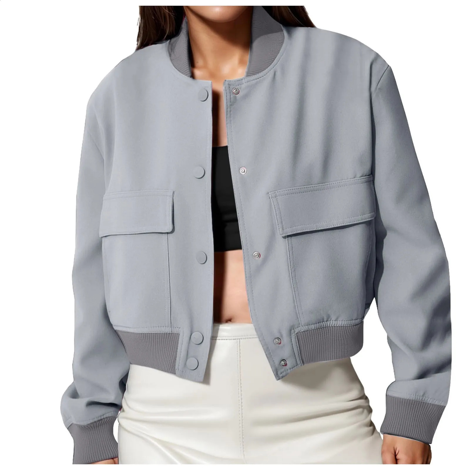 Womens leather jacket vest winter cut jacket button jacket pocket jacket retro Harajuku fashion 240827