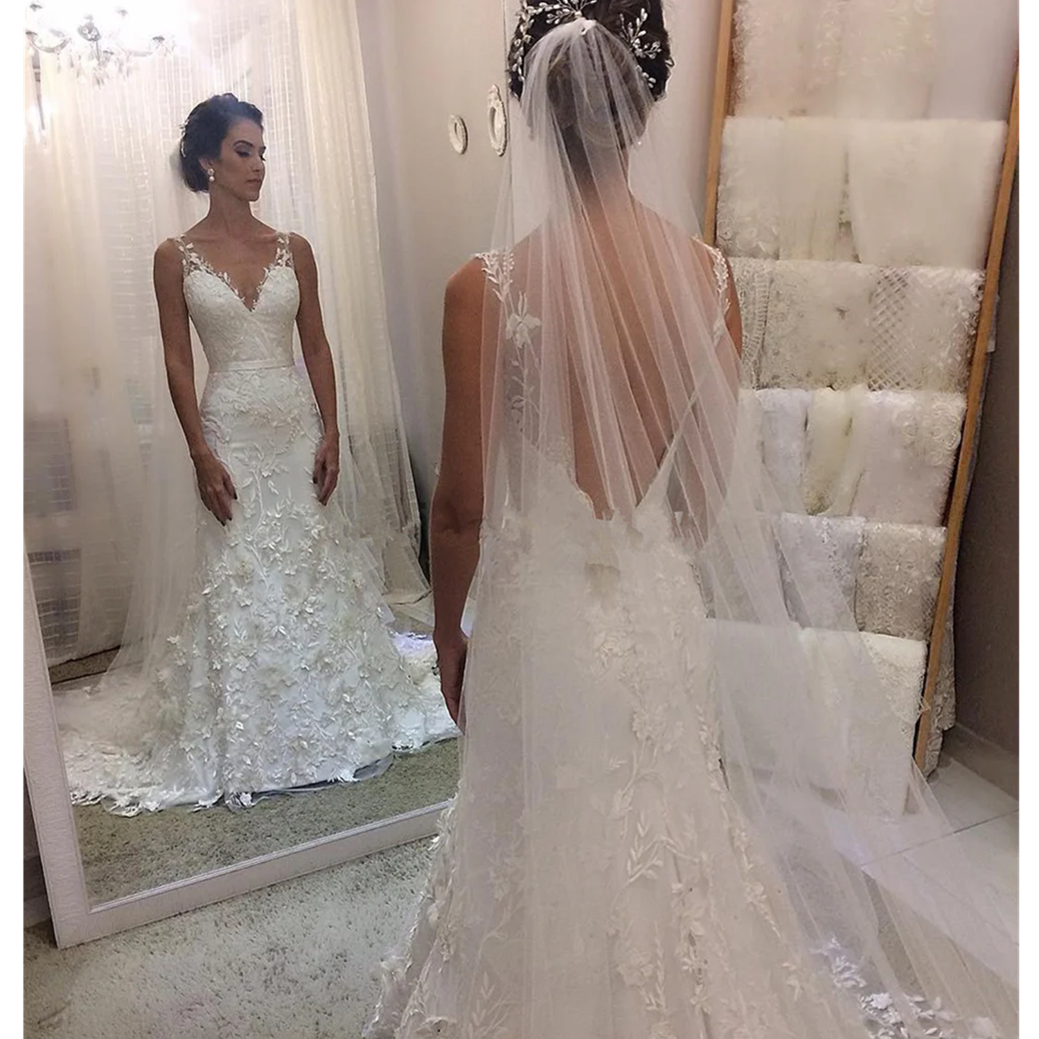 Princess Mermaid Wedding Dress Sweetheart Lace 3D-Floral Appliques Sleeveless Backless Bridal Gowns Sweep Train Vestido De Novia Custom Made