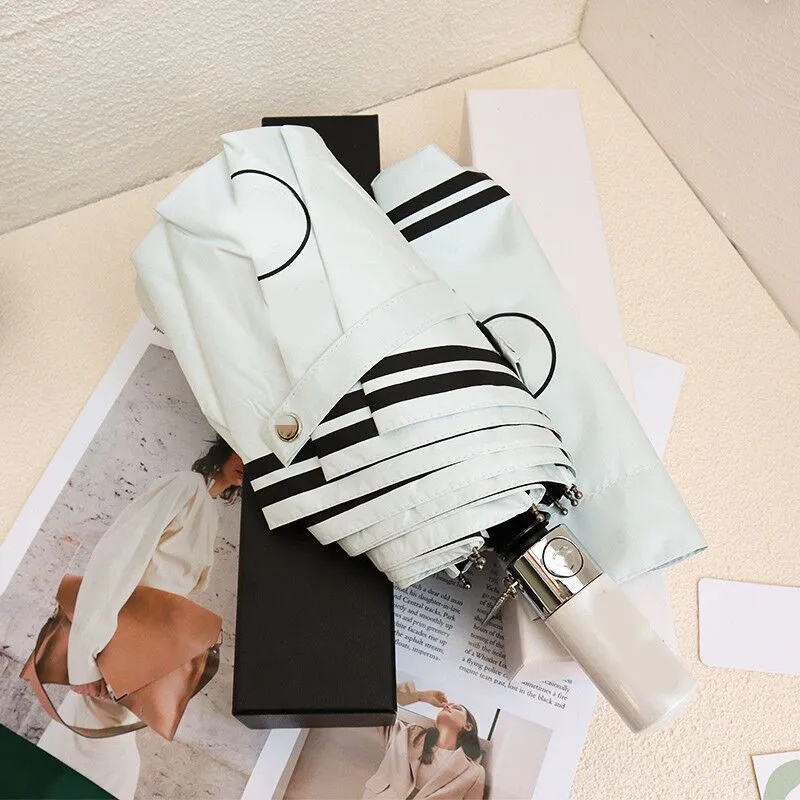 Woman luxury umbrella fold umbrella designer umbrella open windproof full autimatic white colors letters rain umbrella fishing four folding umbrella gifts ho01 C4