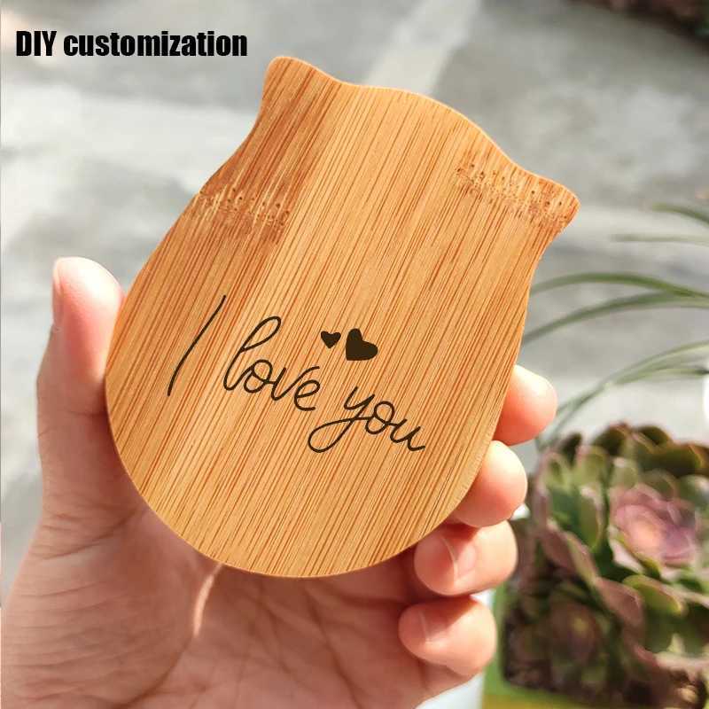 Pure wooden makeup mirror cute round handheld mirror portable pocket makeup mirror suitable for small mirrors in female student dormitories W240813