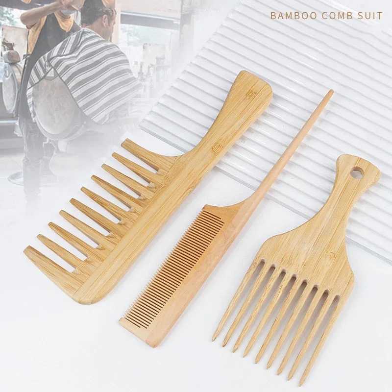 1 piece of natural bamboo and wood hair comb anti-static African fork comb suitable for womens round wide toothed wooden comb Cepulo Para Cabello W240