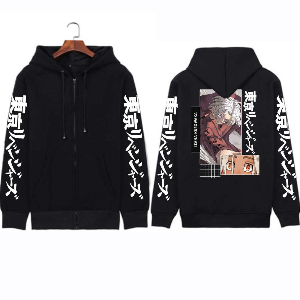 Hot Anime Tokyo Revengers Kurokawa Izana Graphic Printed Hooded Plus Size Hoodie Men Women Sweatshirts Haruku Zip Jacket