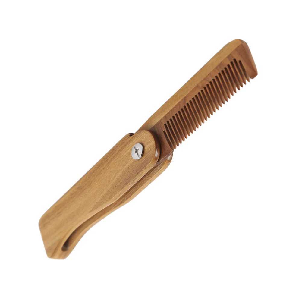 Folding green sandalwood comb anti-static wooden hair comb natural green sandalwood comb for hair care and massage W240813