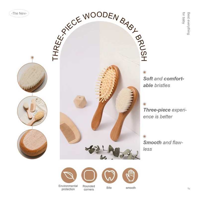 Personalized customized baby hair brush set natural wooden comb brush newborn baby hair brush personalized gift for baby hair brush W240813