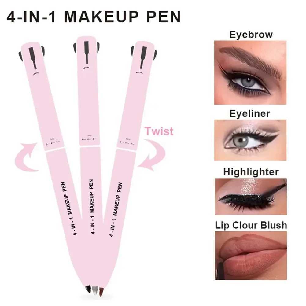Makeup Tool Multifunctional Pen 4 In 1 Eyebrow Eyeliner Pencil Lasting Drawing Lip Line Waterproof Sweatproof Highlighter Y240813