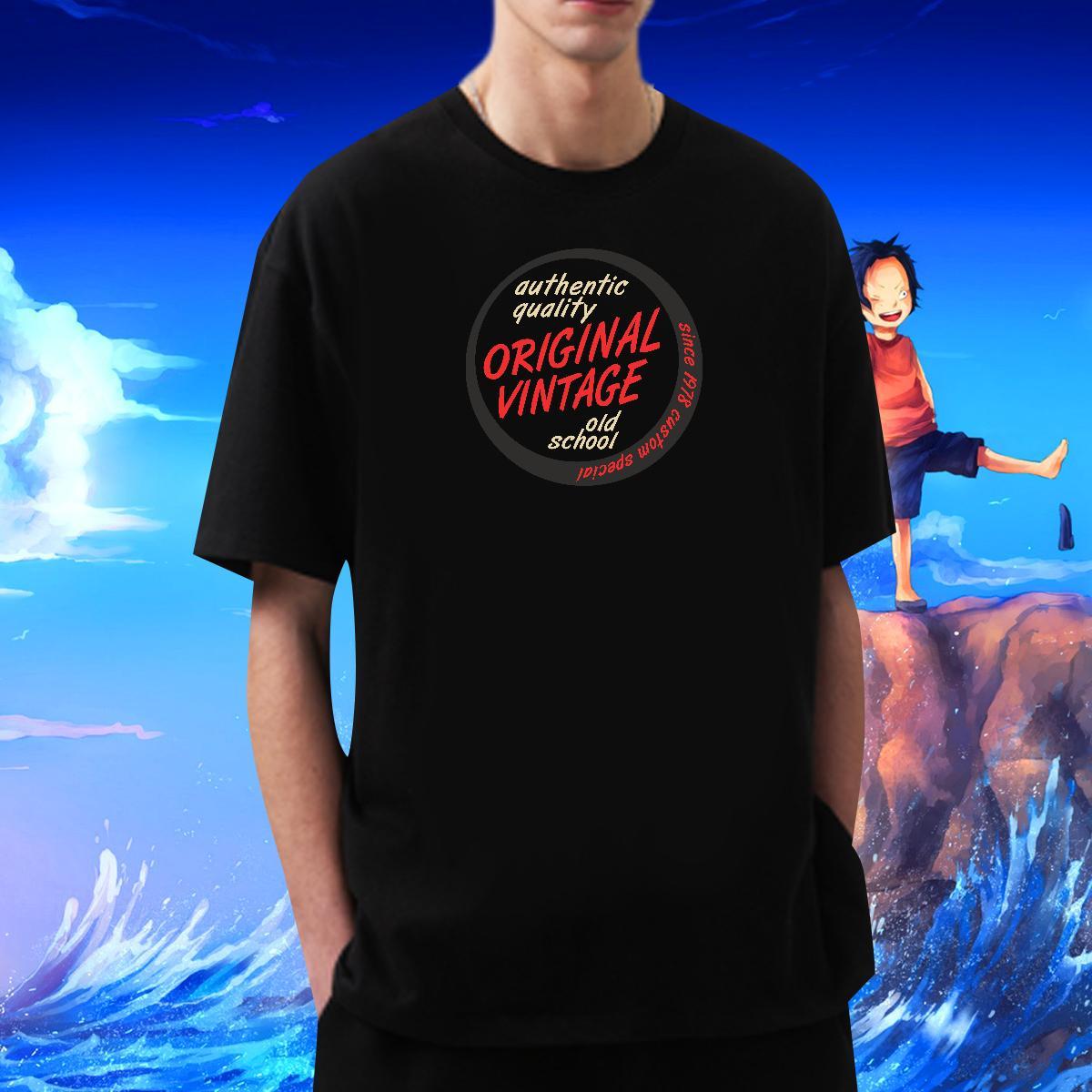 Popular Men Tops Tees Anime Printing Street 230g 100% Cotton Cartoon Printing L-4XL Crew Neck Breathable letter T Shirt For Man 2024 DIY Clothes