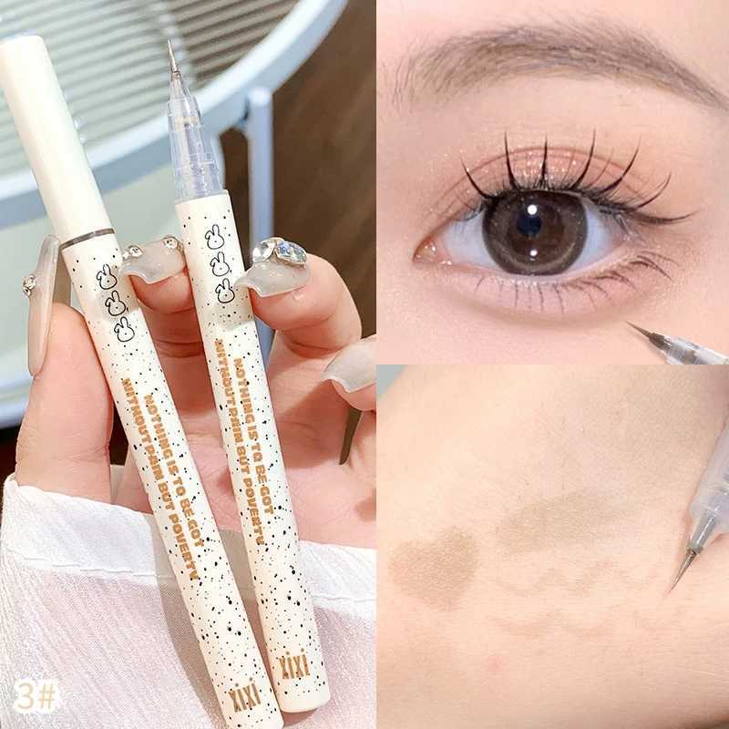 3 Colors Ultra Thin Silky Matte Liquid Eyeliner Pencil Waterproof Brighten Tea Brown Lying Silkworm Black Eyeliner Eye Makeup Y240813