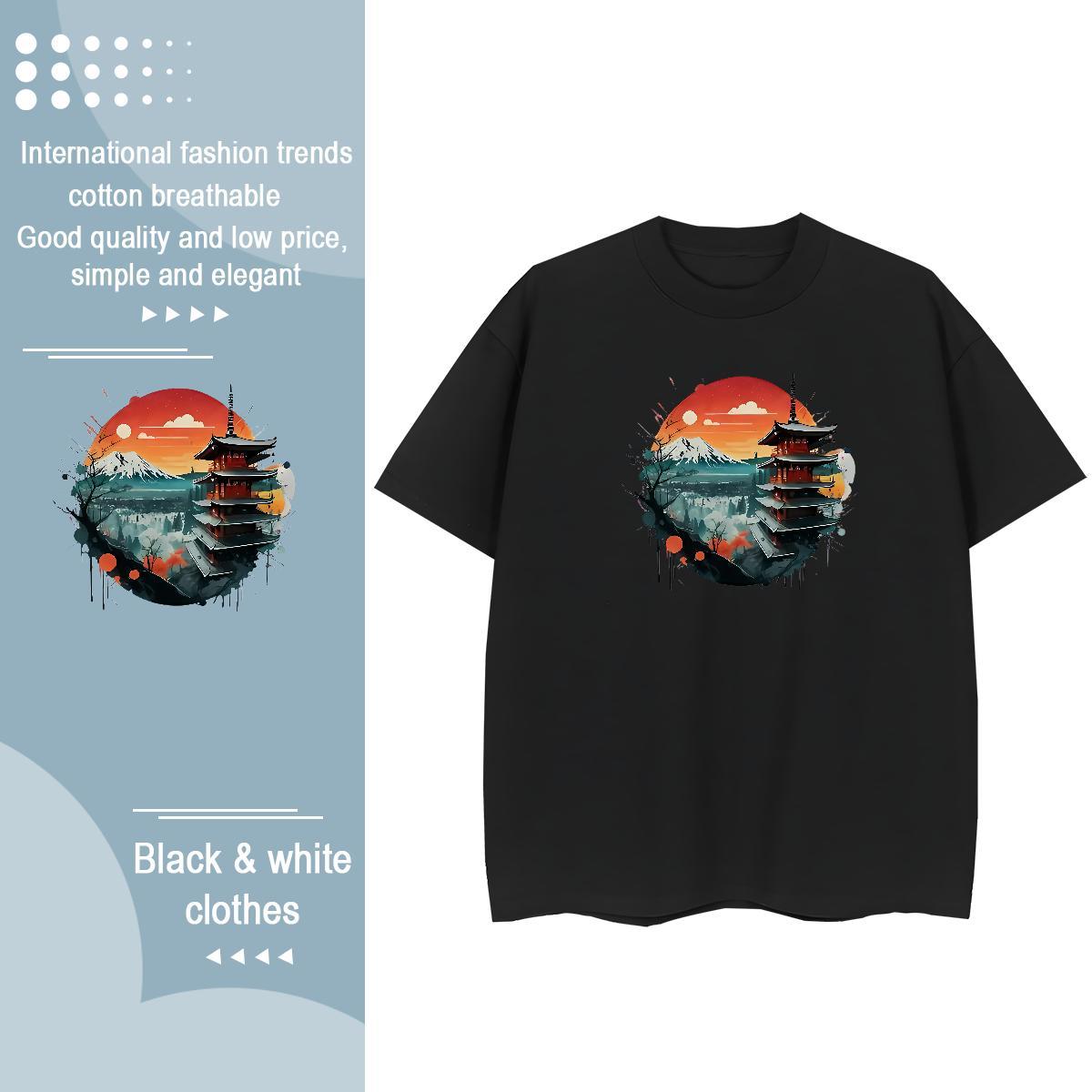 High Quality T Shirts Men Tower Crew Neck Breathable Sport DIY Anime 230g 100% Cotton Tshirt for Man Woman Free Shipping Top Tees