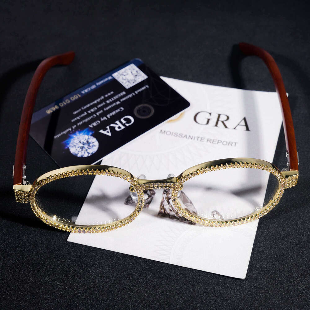 Iced out men Glasses Classic Style hip hop moissanite Dia glasses sier fashion accessories pass dia tester