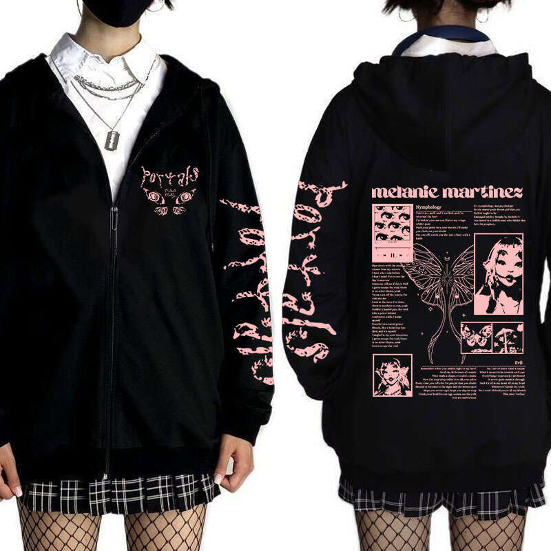 Women Melanie Martinez Portals Zipper Hoodies Long Sleeves Sweatshirt Haruku Hip Hop Y2K Streetwear Casual Zip-up Jacket Coats
