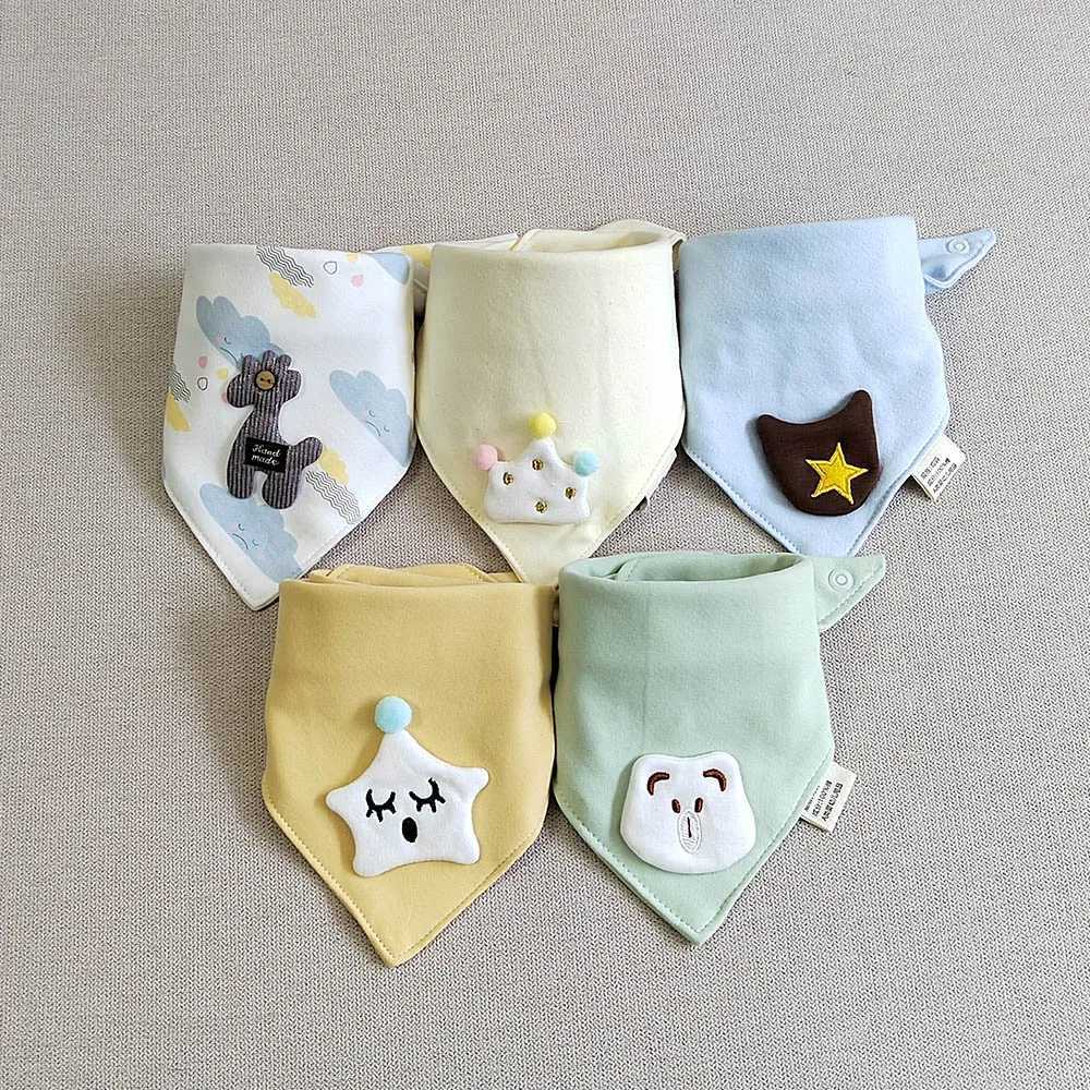Bibs Burp Cloths 5Pieces/Lot Baby Girl Bib Cotton Triangle Infant Feeding Burp Cloth Teething Drool Boy Bib Newborn AccessoriesL4812