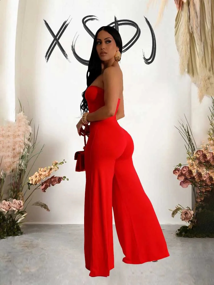Summer Strapless Jumpsuit for Women V Neck Irrgular Collar Elegant Evening Jumpsuit Zipper Sexy One Piece Party Jumpsuit Ladies 240814