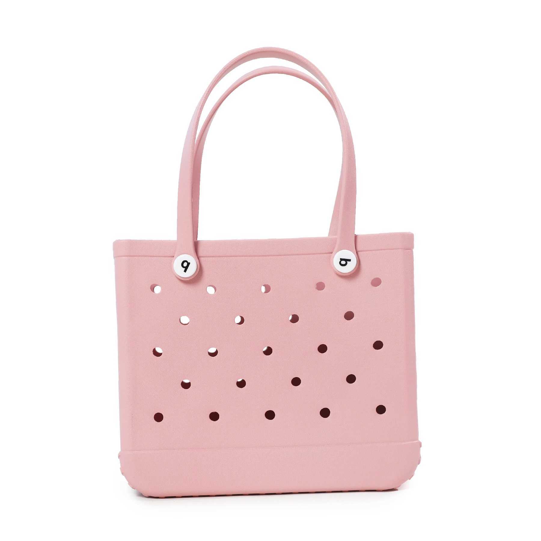 M size Eva beach handbag fashion mom diaper storage basket summer rubber handbag solid color jelly beach bag Sundries organizer W250415