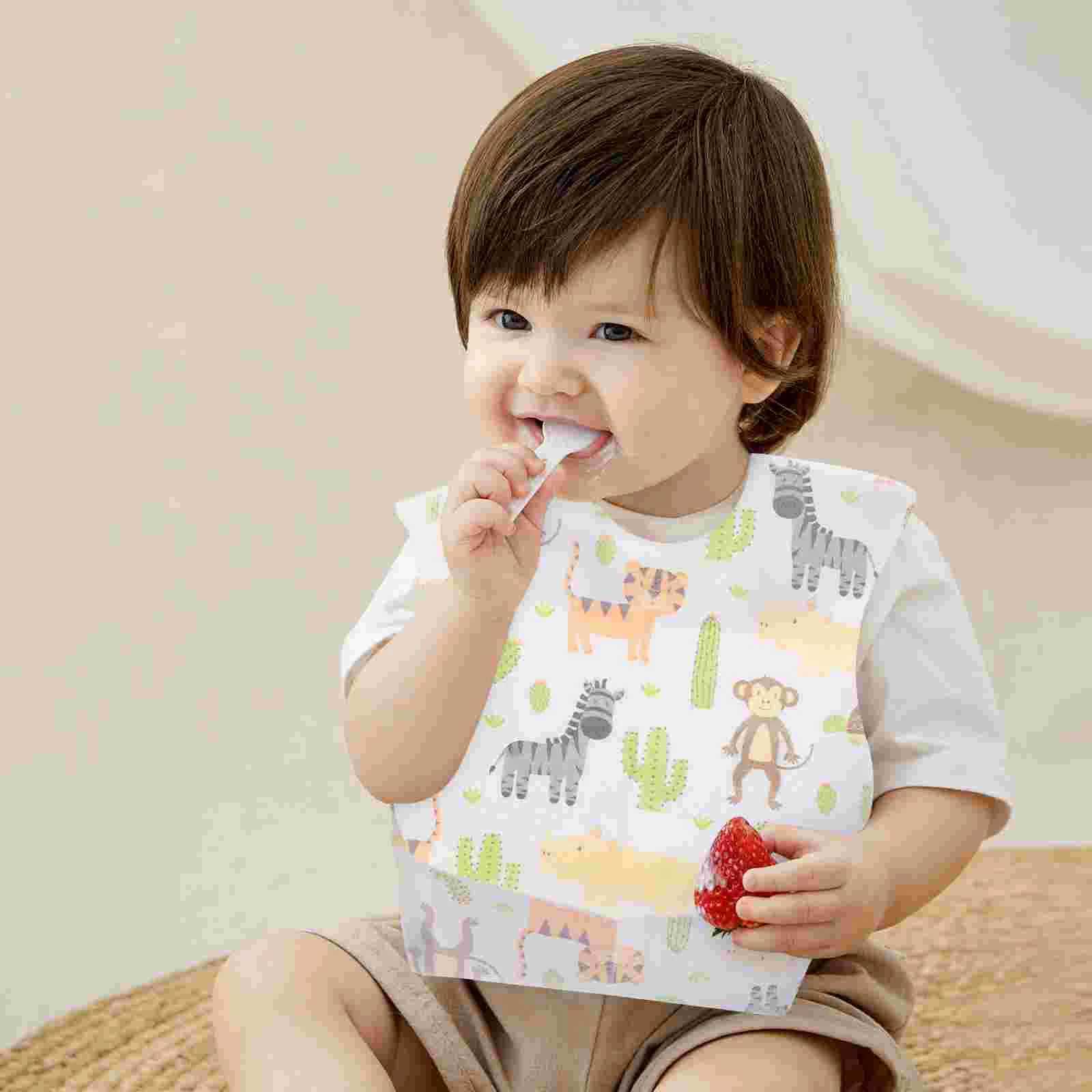 Bibs Burp Cloths 20pcs Disposable Waterproof Bib Adjustable Tape Dining Bibs for Baby Newborn Infant (Random Pattern)L4812