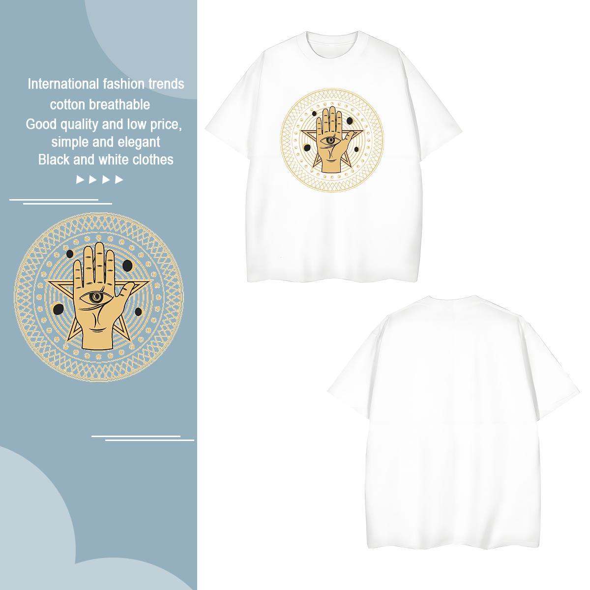 T shirt 230g 100% Cotton eyes Street Casual Breathable Short Sleeve Graphic Men Tops Tees DIY Customized Loose Clothings