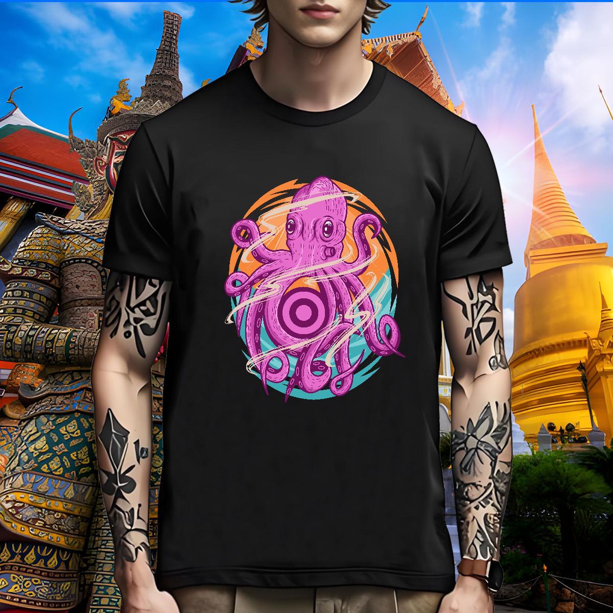 Designer T Shirts Men octopus O-Neck Short Sleeve Beach Black White 230g 100% Cotton Mens Tshirts New Designer Tees