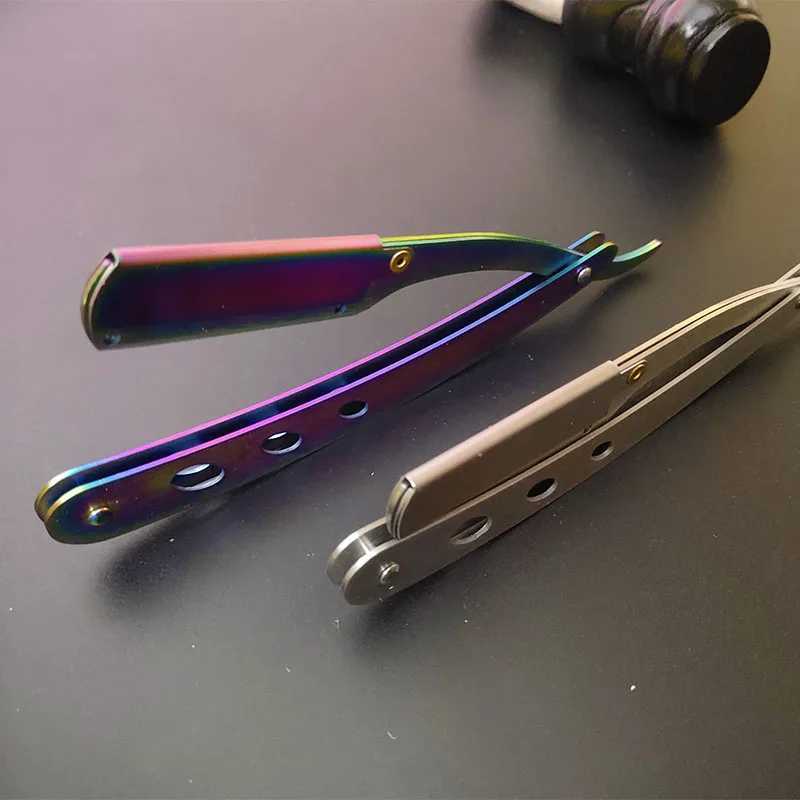 Multicolour Barbershop Mens Shaver Straight Edge Barber Razor Knives Manual Beard Shaving And Care Replaceable Blades ShavetteM240814