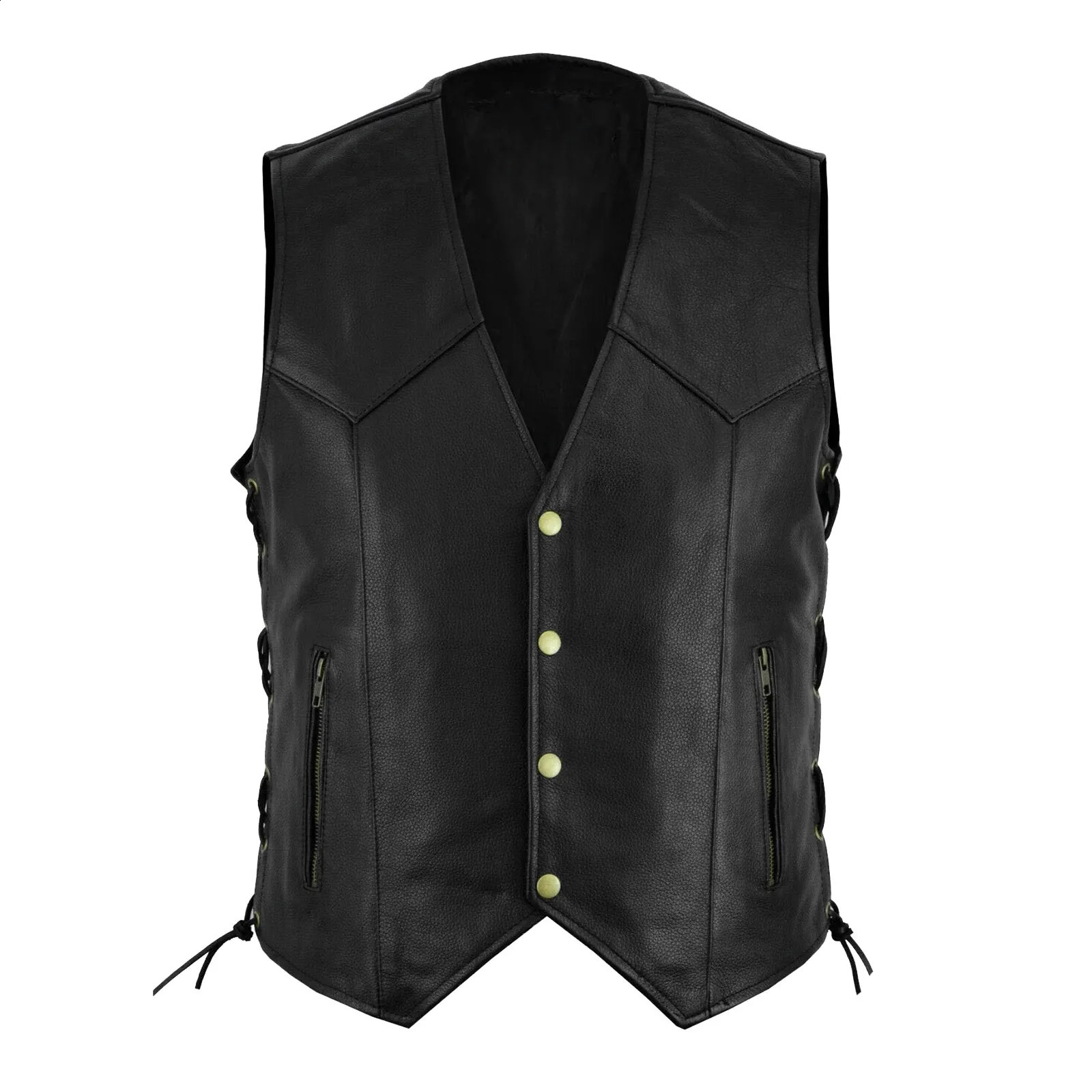 Men Fashion Leather Vest Motorcycle Fleet Punk Leather Vest Coat European and American Style Handsome Blazer Vest Coats 240814