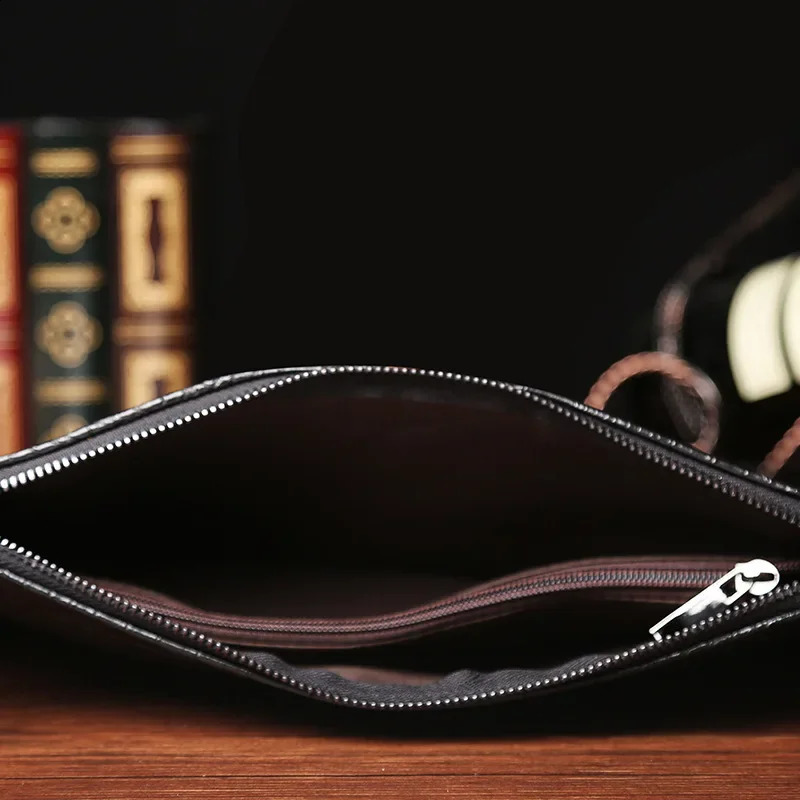 pattern leather clutch mens large capacity handbag multifunctional cross body shoulder bag mens clutch sling messenger bag 240812