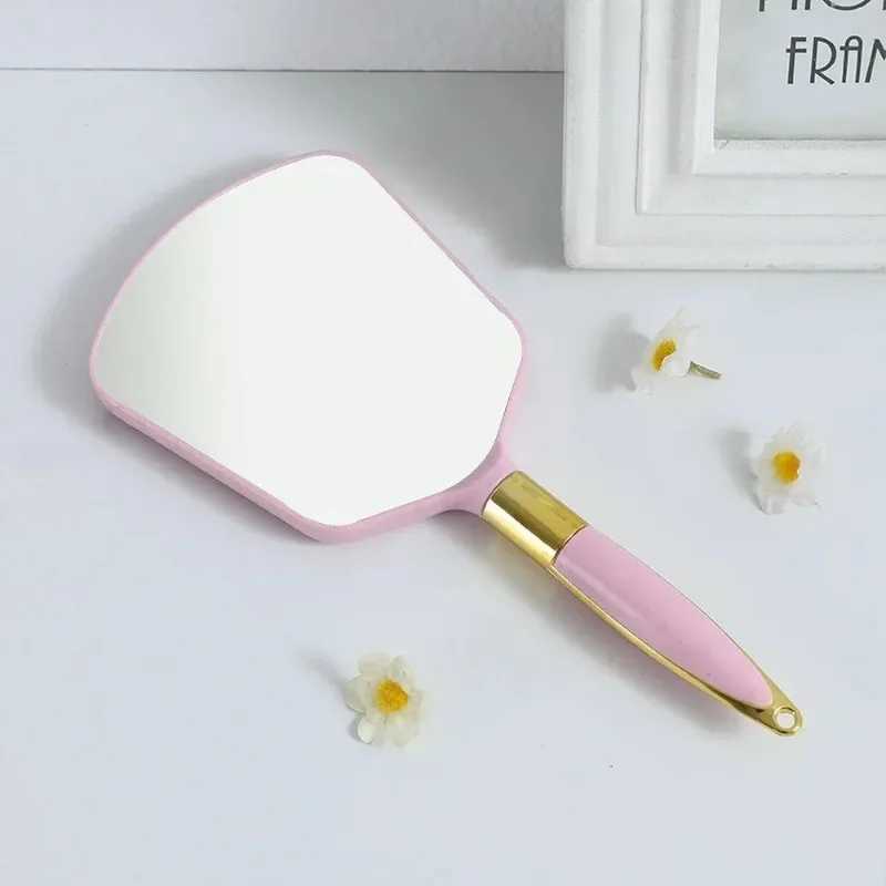 1 handheld mirror with handle makeup mirror with hook hole used in bathroom and bedroom made of eco-friendly straw material W240813