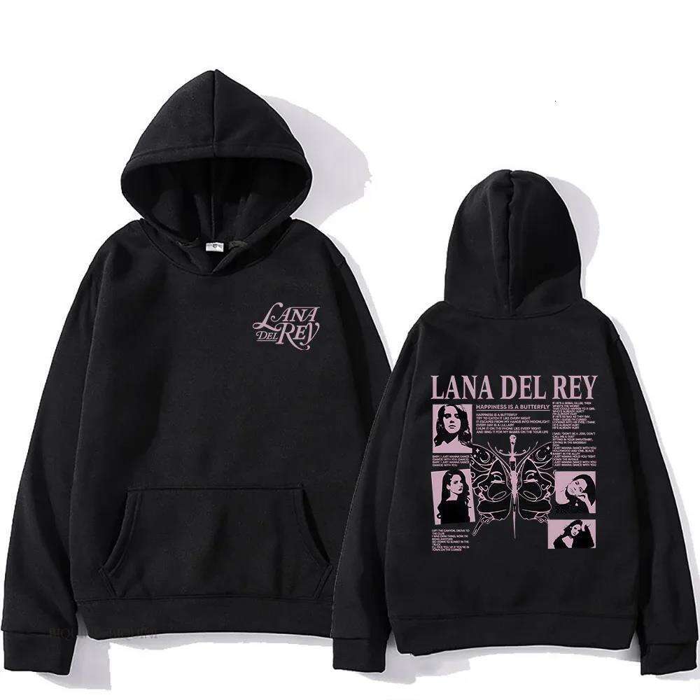 Del Lana Rey Hoodie Singer Graphic Printed Men's Sweatshirt Long Sleeve Fleece Casual Pullover Fall Winter Fashion Sweatshirts s