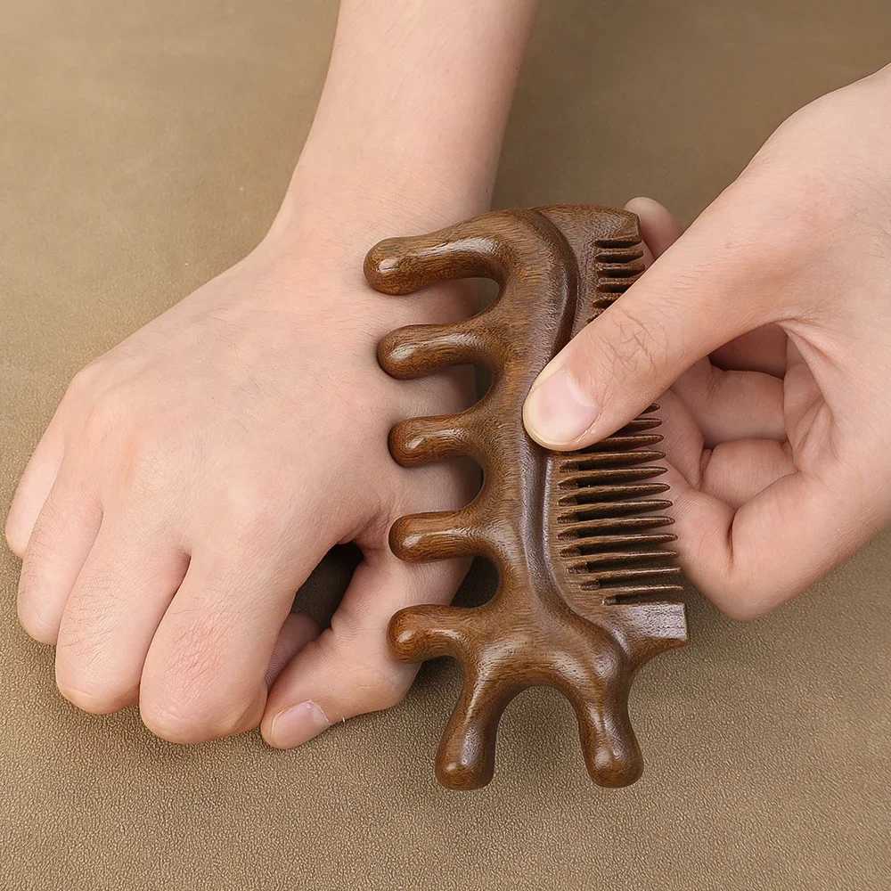 Hair comb scalp relaxation acupoint massager portable wooden handle comb facial shoulder neck scalp care hair loss comb W240813