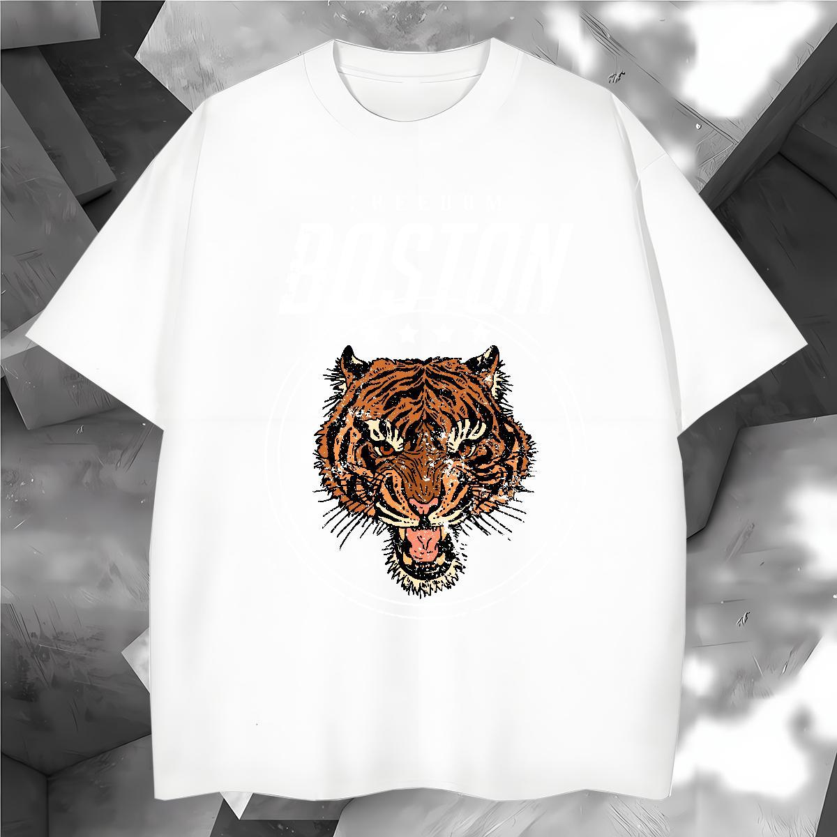 T Shirt For Man 100% Cotton 230g tiger Hip Hop Breathable Crew Neck Custom Printing Tshirts Free Shipping Designer Tops Shirt