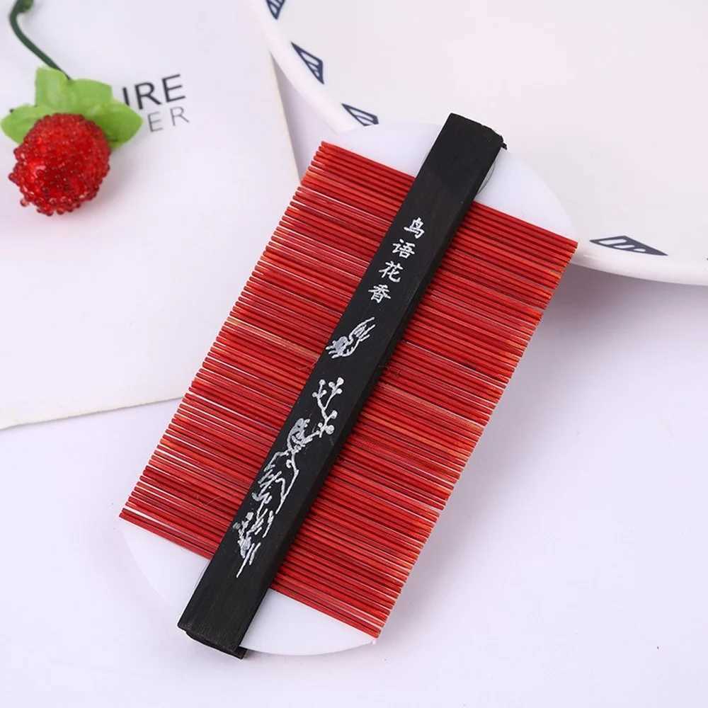 Chinese traditional bamboo lice comb handmade thick comb rose to remove itching scratch head flea Cootie comb W240813