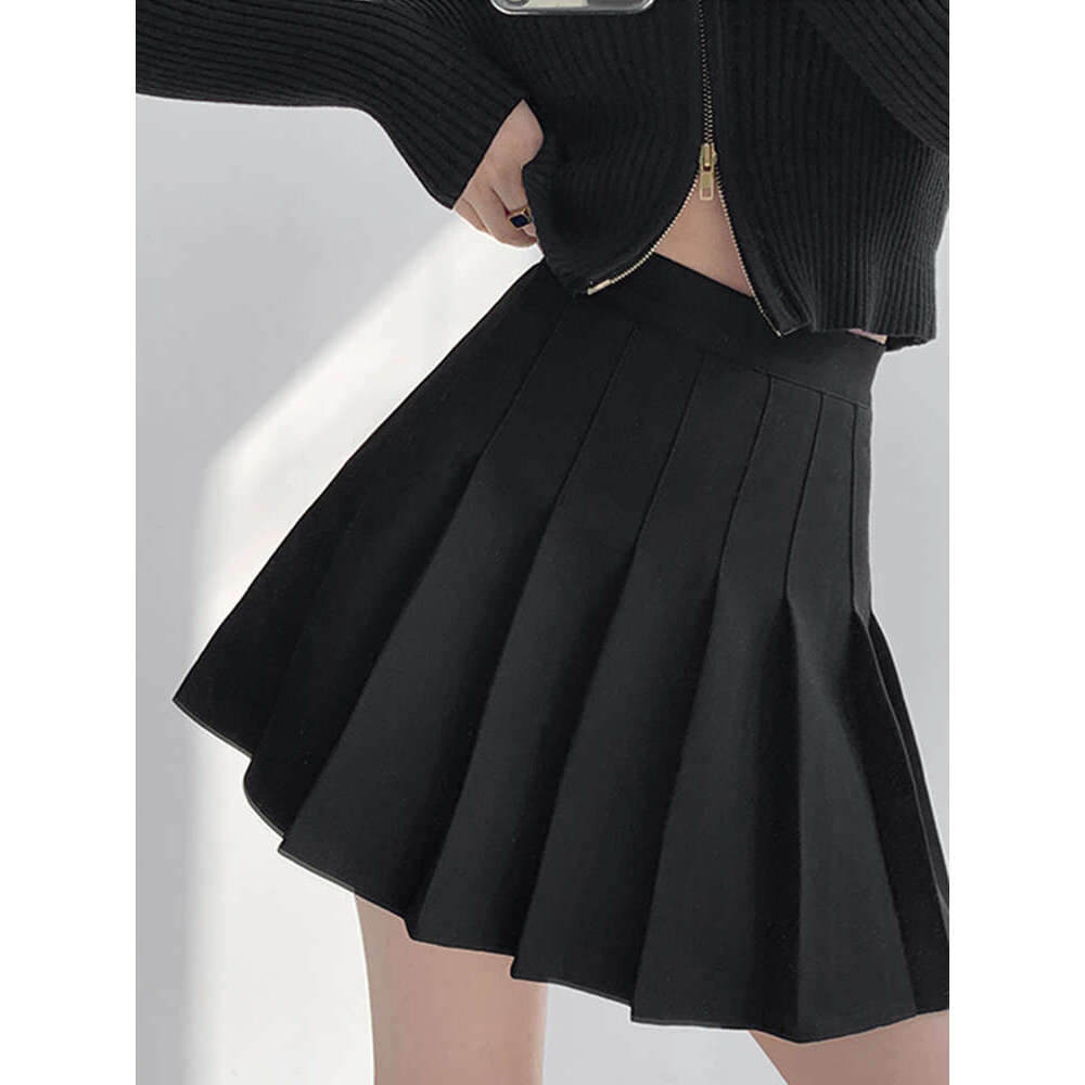 2024 Summer Women High Waist Pleated Skirt A-line Plaid Sexy Mini Preppy Uniform Tennis Skirts for Girls Black White s