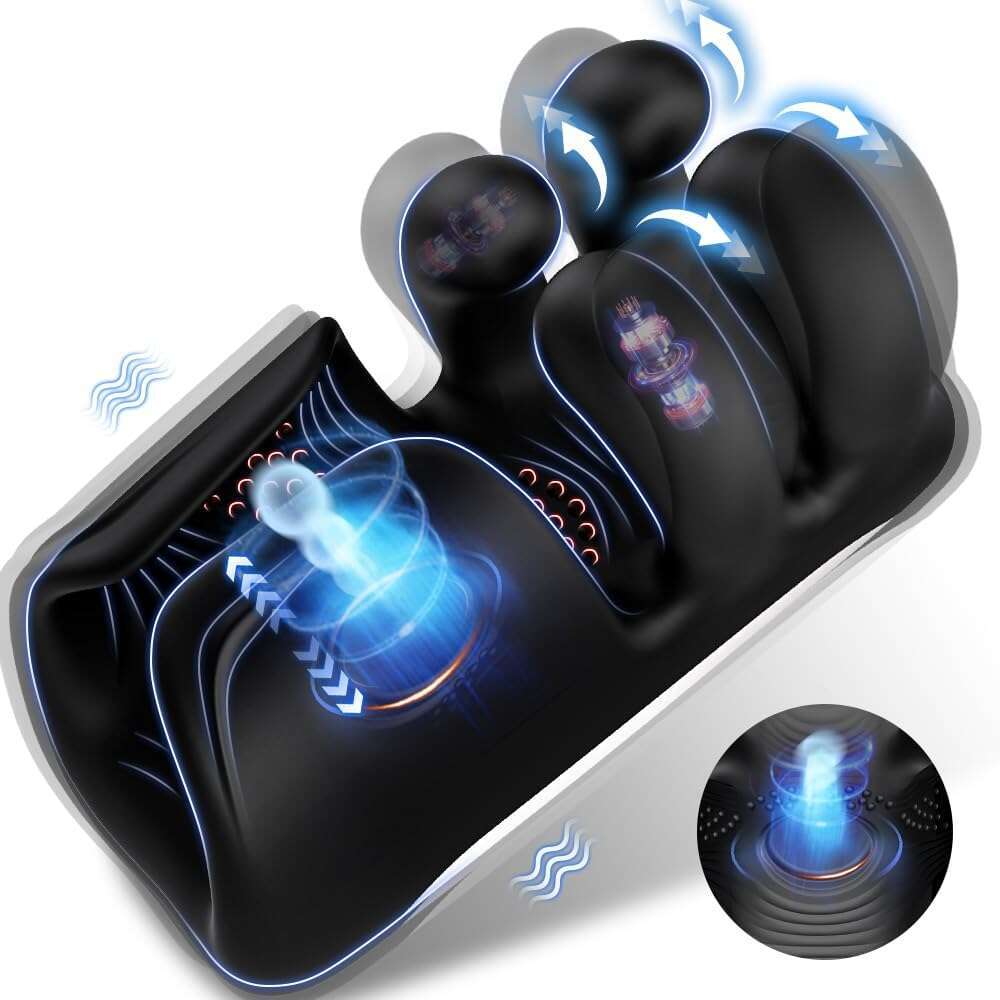 Male device training, male vibrator with 10 fingers for massage and tapping, and vibration. Male massage training device, glans stimulator, used for t