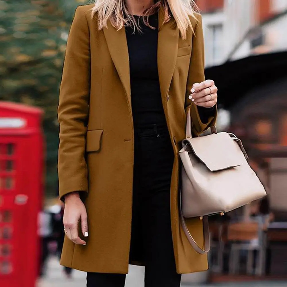 Autumn Winter Trench For Suit Single-Breasted Long Blazer Jacket Women Coat Sobretudo Feminino 240813