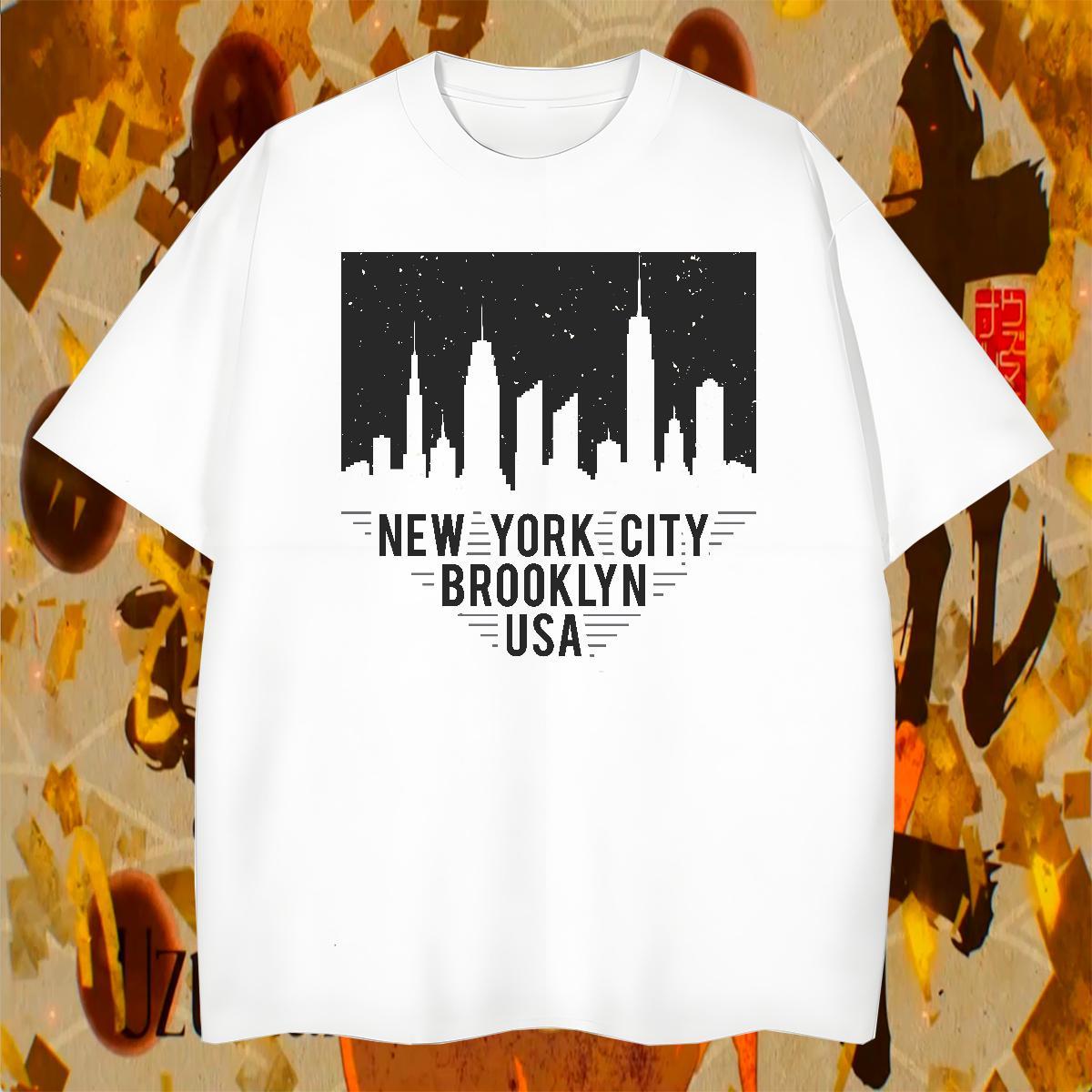 Comfortable T Shirt For Man Tall buildings Breathable Crew Neck Street Custom Printed 100% Cotton 230g Mens Tshirts DIY Customized Tee Shirt