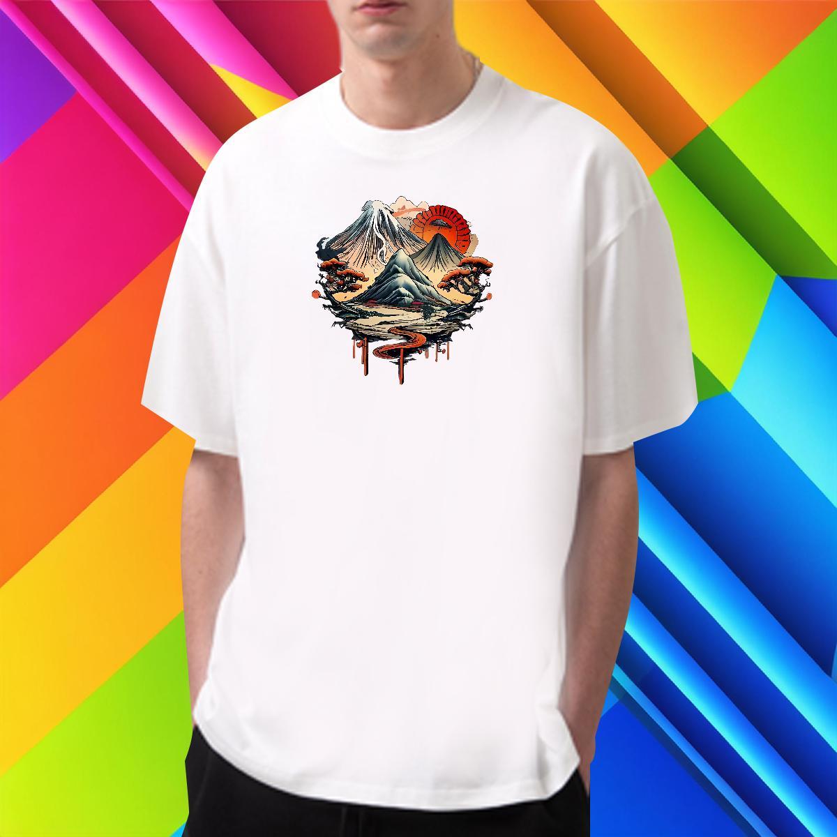 Comfortable Men Tops Tees Hip Hop 230g Cotton Plus Size Cartoon Breathable Crew Neck sun T-Shirts for Men Classic Clothes