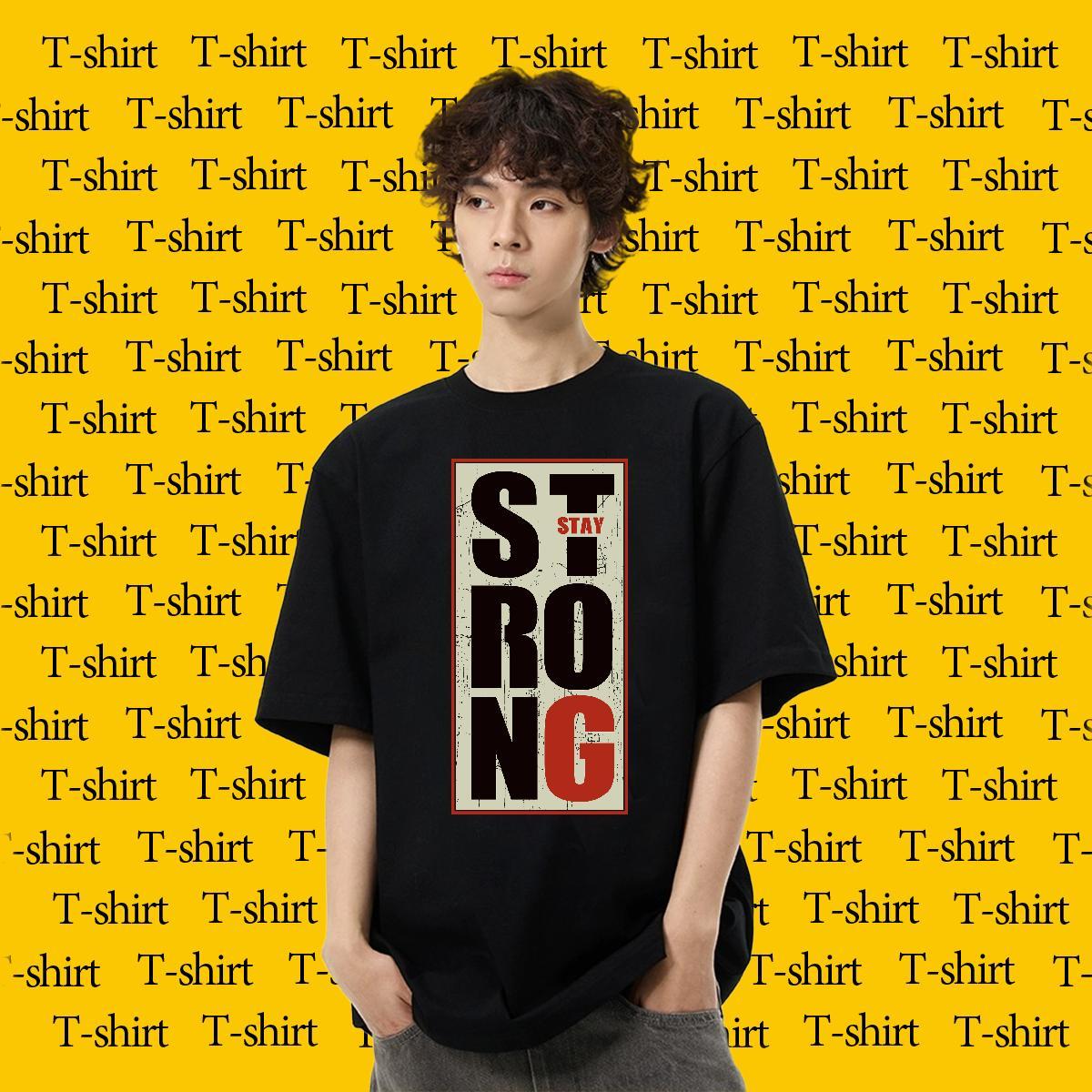 Classic Men Clothes T-Shirt Sports Casual 230g Cotton DIY Anime O Neck Short Sleeves letter T Shirt For Man Customized Tees Shirts