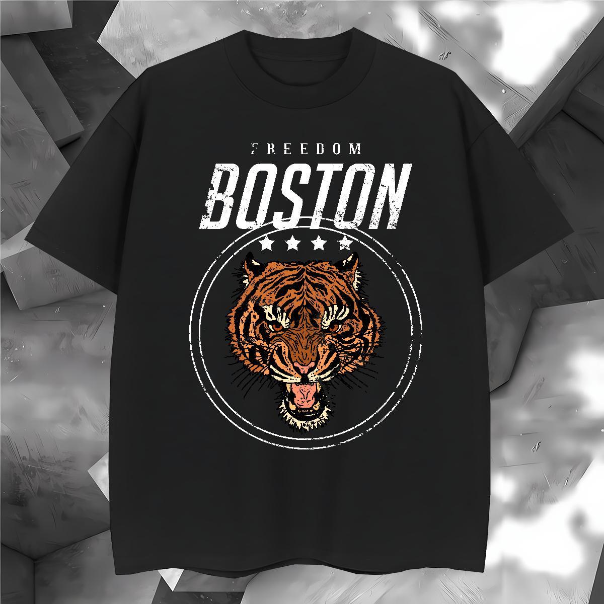 T Shirt For Man 100% Cotton 230g tiger Hip Hop Breathable Crew Neck Custom Printing Tshirts Free Shipping Designer Tops Shirt