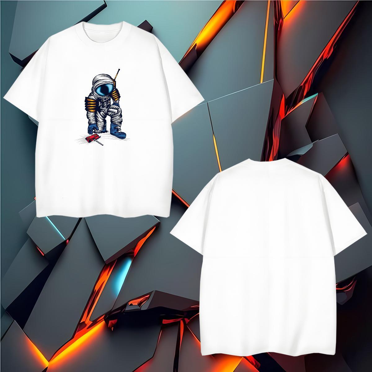 T Shirt For Man 230g 100% Cotton universe Street Casual Breathable Short Sleeve Custom Anime Tshirt for Man Woman New Designer Loose Tees